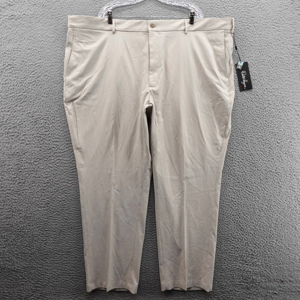 Walter Hagen Mens Golf Pants 52x30‎ Light Khaki Perfect 11 Stretch NEW